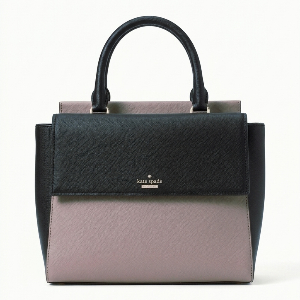 Kate Spade Black and Purple New York Colorblock Leather Satchel